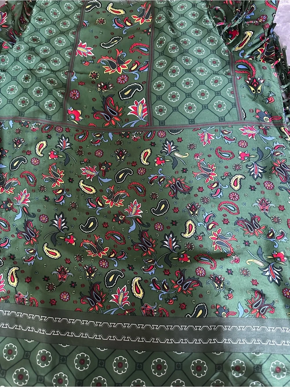 Zara Woman Green Floral Print dress with Pink Accents
